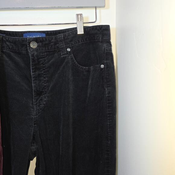 Lot of 2 Talbots Corduroy High Waist Straight Leg Pants Size 10 Burgundy Black - Picture 2 of 6